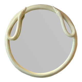 Vintage Circular Cream Swan Mirror For Sale