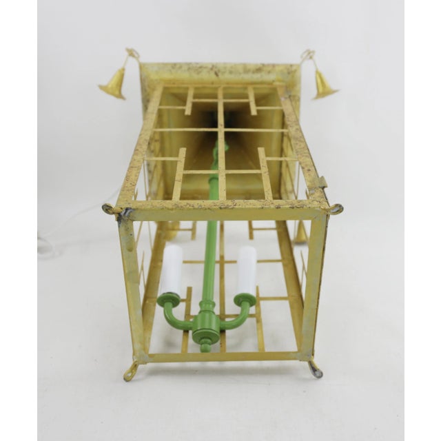 English Regency-Style Gilded Tower Double Light Chandelier For Sale - Image 9 of 9