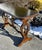 1950s Walnut Jacobean Style Console Sofa Table Vintage 1950s Trestle Base 60 For Sale - Image 5 of 13