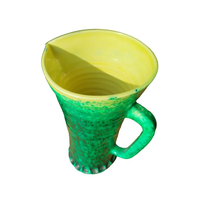 Ceramic 1960s Poterie d'Accolay Emerald Green Ceramic Pitcher Vase For Sale - Image 7 of 9