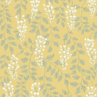 SAMPLE - Boråstapeter Blåregn Wallpaper In Yellow For Sale