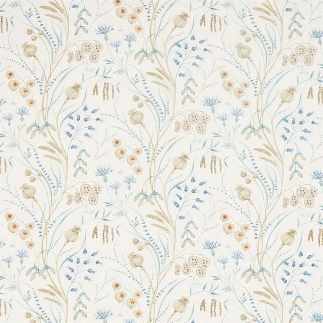Sanderson Summer Harvest Fabric in Cornflower/Wheat - a Sample For Sale