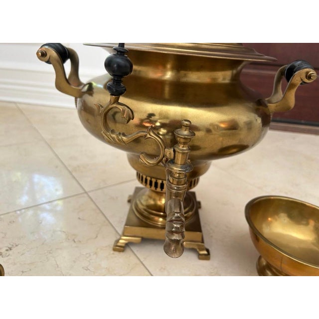 Antique Imperial Russian Brass Samovar Circa Late 19 Century For Sale - Image 4 of 9