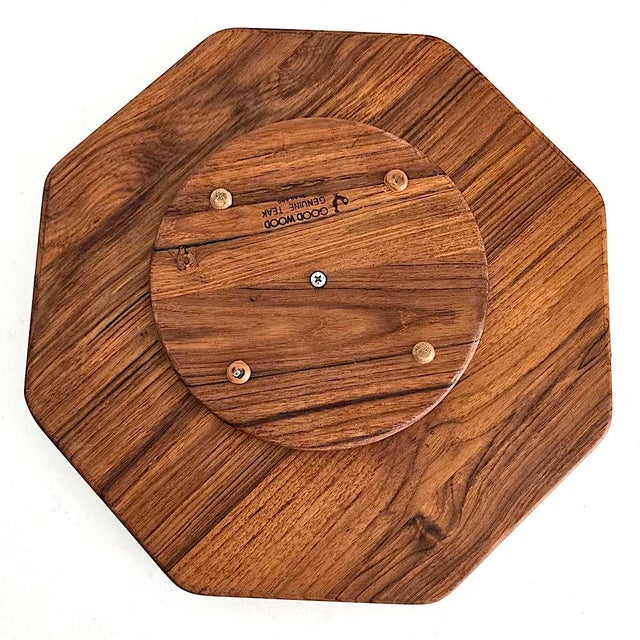 1970s Teak Wood Partitioned Lazy Susan For Sale - Image 9 of 10