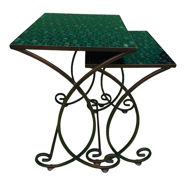 Mosaic Tile Nesting Tables Cerulean Pier 1 Imports Set For Sale