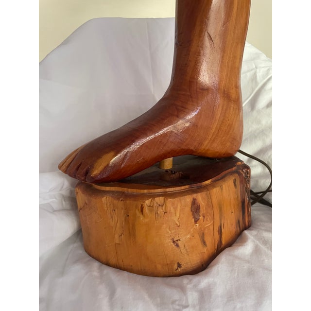 Folk Art 1990s Folk Art Foot Lamp For Sale - Image 3 of 13