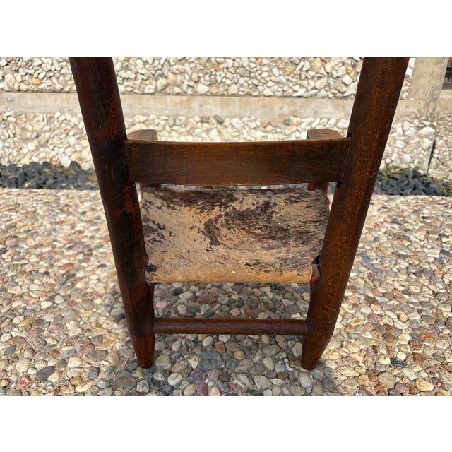 Wood Vintage Children's Chair With Hide Upholstery For Sale - Image 7 of 11