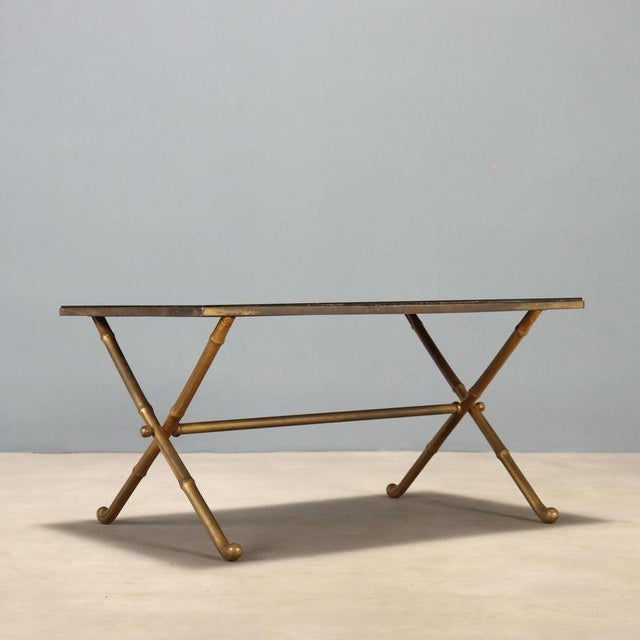 Metal Coffee Table with Brass Base, 1950s For Sale - Image 7 of 8