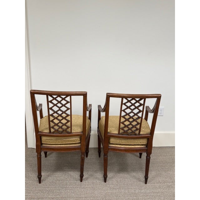 Chestnut Pair of Antique Regency Style Armchairs With Trellis Back For Sale - Image 8 of 8