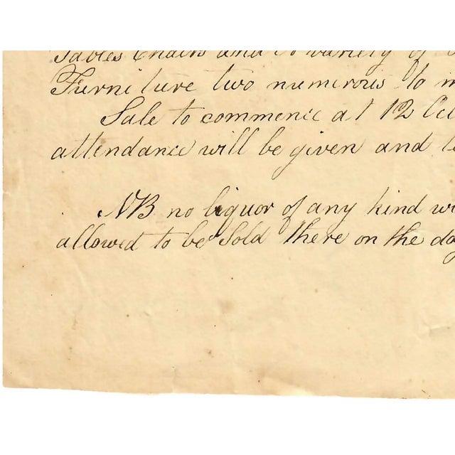 1837 Berks County, Pennsylvania Hand-Penned Auction Broadside – A "Dry" Estate Sale! For Sale - Image 4 of 5