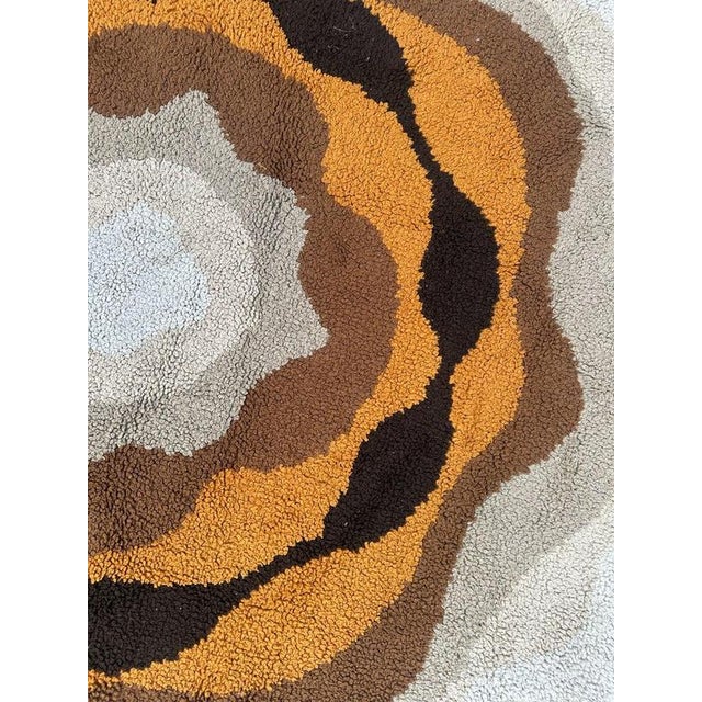 Vintage French Round Hand-Knotted Cogolin Rug, 1960s For Sale - Image 10 of 18