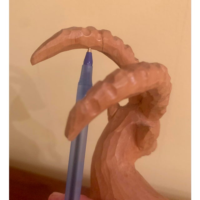 Mid 20th Century Large Black Forest Wooden Ibex Carving For Sale - Image 10 of 11