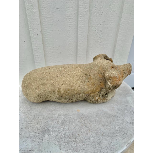Mid 20th Century 20th Century Vintage Concrete Garden Pig Statue For Sale - Image 5 of 12