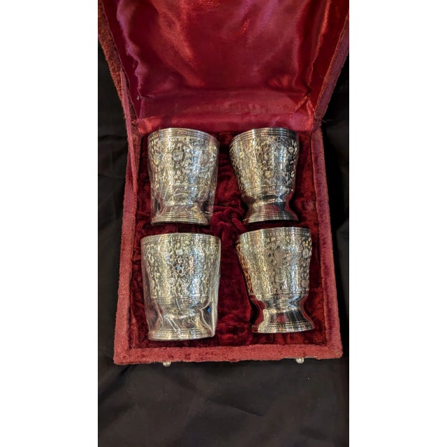Hollywood Regency 1960s Silverplate Wedding/Anniversary Cups- 5 Pieces For Sale - Image 3 of 8