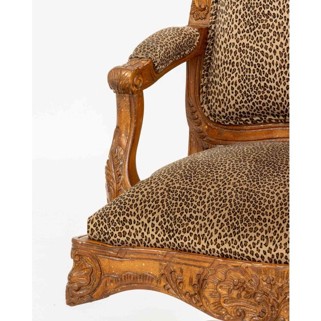 Louis XV Style Leopard Print Walnut Swivel Chair For Sale In New York - Image 6 of 9