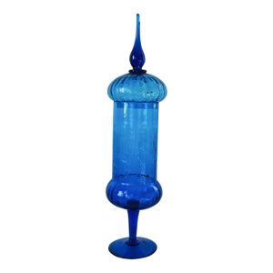 Vintage Italian Empoli Blue Apothecary Pedestal Jar