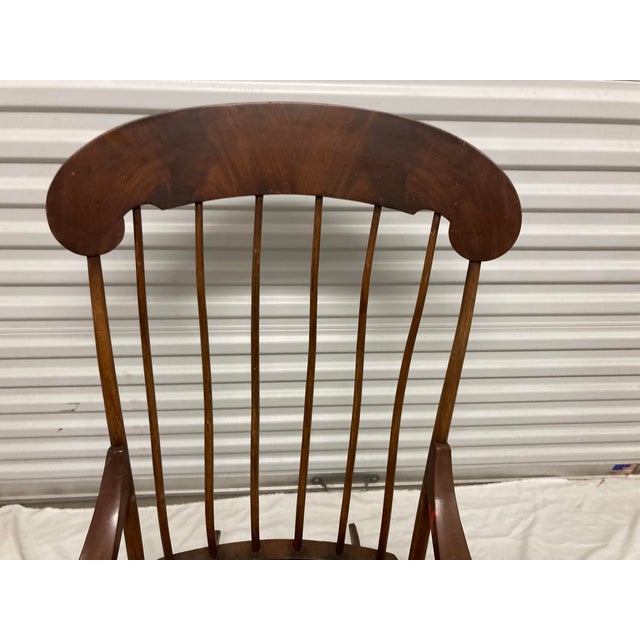 Classic Antique Primitive American Mahagony Spindle Back Rocking Chair For Sale - Image 9 of 10