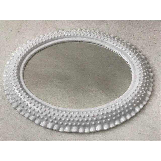 Vintage Faux Milk Glass Hobnail Oval Wall Mirror For Sale In Miami - Image 6 of 9