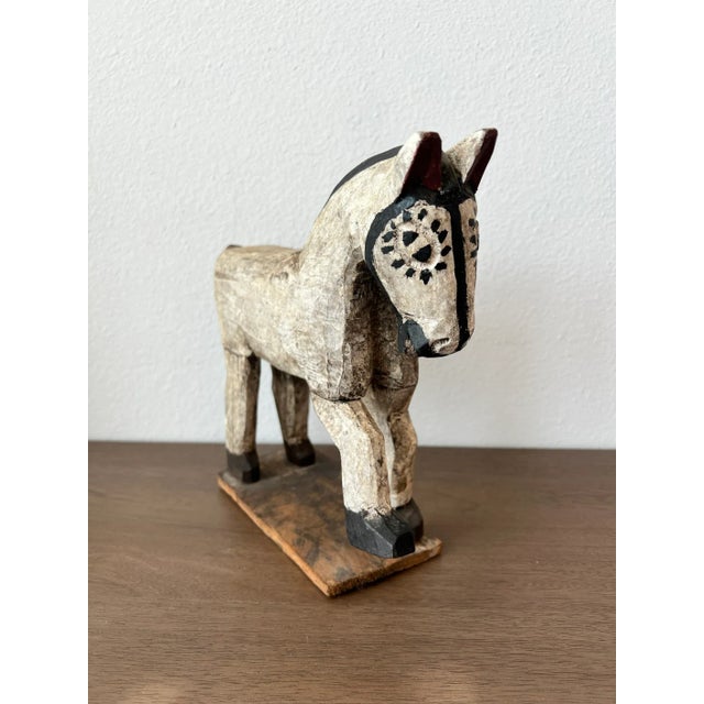 Folk Art Antique Guatemalan Hand Carved & Painted Horse Folk Art Sculpture For Sale - Image 3 of 10