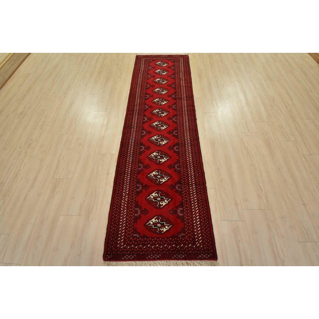 Tribal Turkmen Runner 2’9” X 9’3” Red Wool Vintage Tribal Hand-Knotted Oriental Rug For Sale - Image 3 of 12