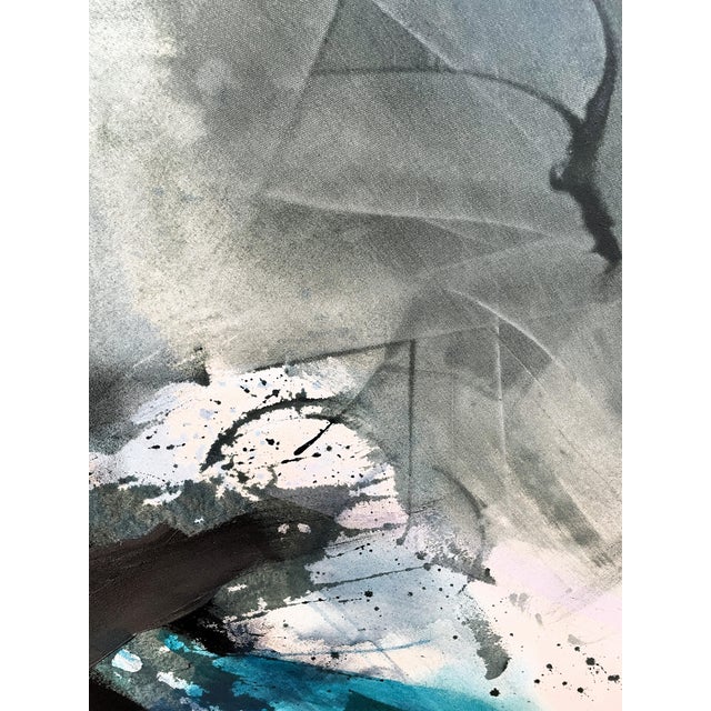 "Sings My Soul" Oversized Lyrical Abstraction Painting in Dark Green and Blue by Stacey Warnix For Sale - Image 10 of 15