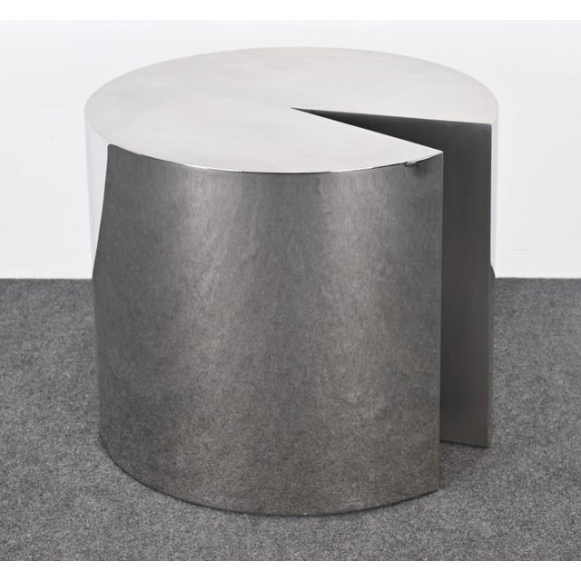 Metal Leon Rosen Pace Style Solid Stainless Steel Side Table, 1980s For Sale - Image 7 of 10