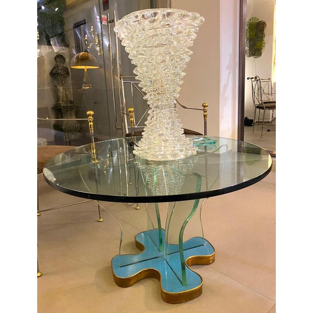 Glass Large Murano Glass Iridescent Rostrato Table Lamp, 1980 For Sale - Image 7 of 15