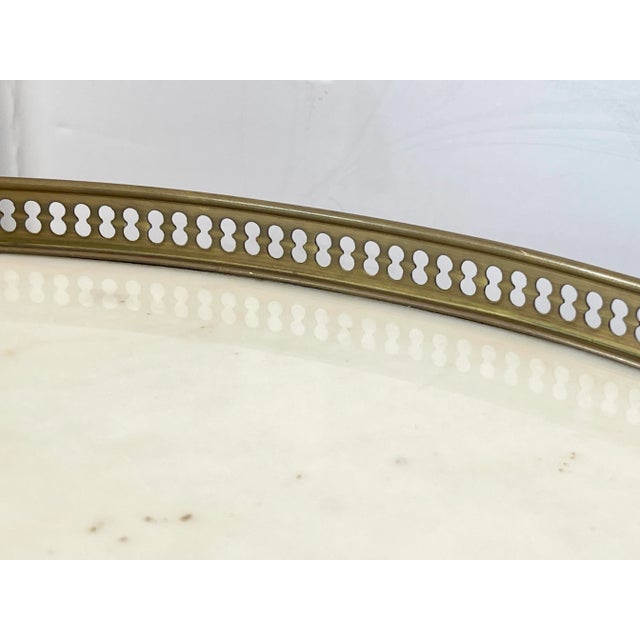 Wood French Marquetry, Brass Gallery & Marble Top Gueridon Table, Early 20Th. C For Sale - Image 7 of 18