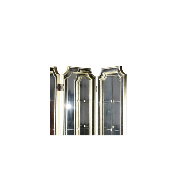 1990s Hollywood Regency Venetian Mirrored Screen Room Divider 3 Panel Silver Gilt For Sale - Image 5 of 10