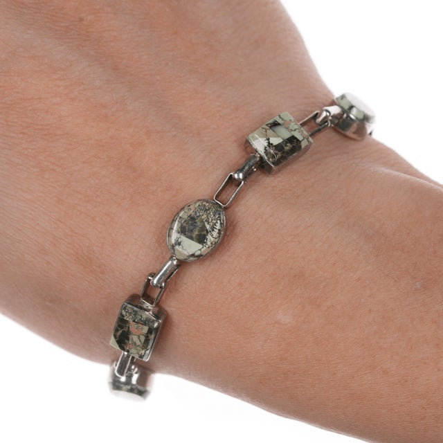 Carlos Eagle Ottawa/Kathryn P sterling and variscite link bracelet. Very high quality contemporary bracelet with no...