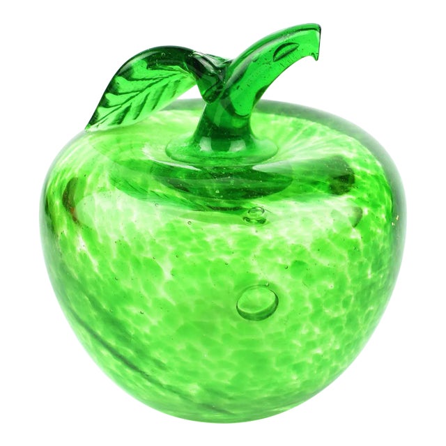 Mid-Century Green Spotted Design Apple Paperweight Model Figurine For Sale