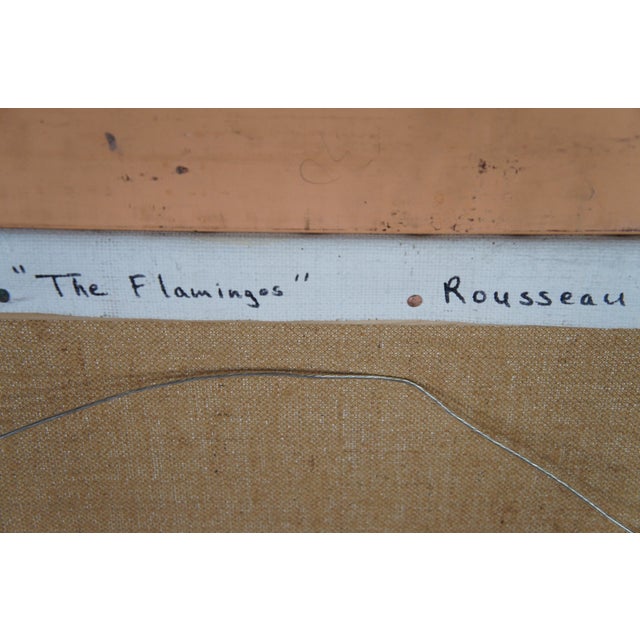 Late 20th Century The Flamingoes After Henri Rousseau Tropical Oil Riverscape Painting Framed For Sale - Image 11 of 12