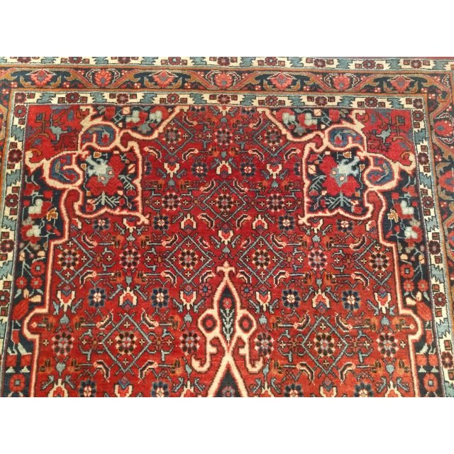 Vintage Persian Bidjar Gallery Rug, Hand-Knotted Wool, Geometric Medallion Pattern, Red & Navy, 5x9 For Sale - Image 13 of 17