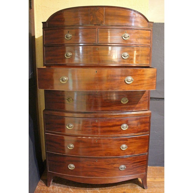 Circa 1800 Georgian Bowfront Mahogany Chest on Chest For Sale - Image 12 of 12