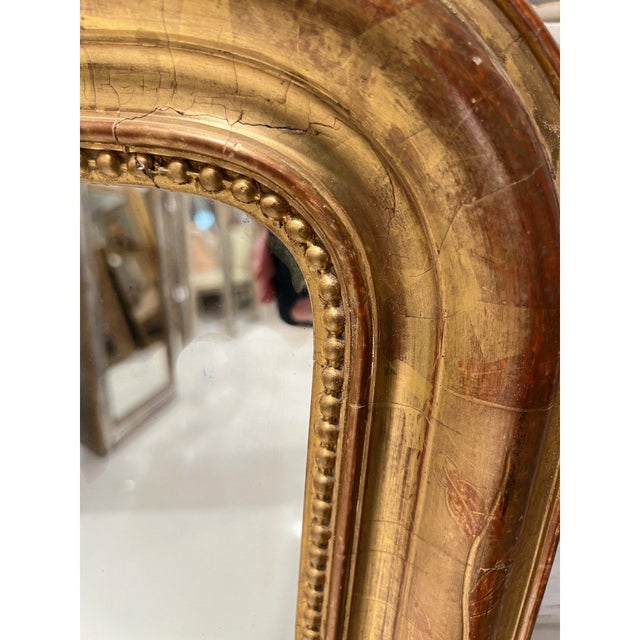 French 19th Century French Louis Philippe Small Gold Mirror With Flowers For Sale - Image 3 of 6