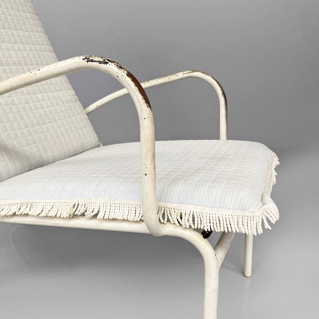 Mid-Century Italian White and Azure Iron Outdoor Lounge Chairs, 1960s, Set of 2 For Sale - Image 9 of 18