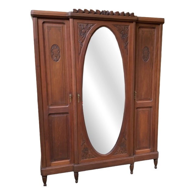 Antique Art Nouveau Wardrobe with Linen Compartments, 1910 For Sale