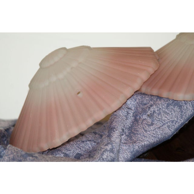 1920s Pair of 1920s Art Deco Pink Glass Fly Catcher Pendant Light Shades For Sale - Image 5 of 9