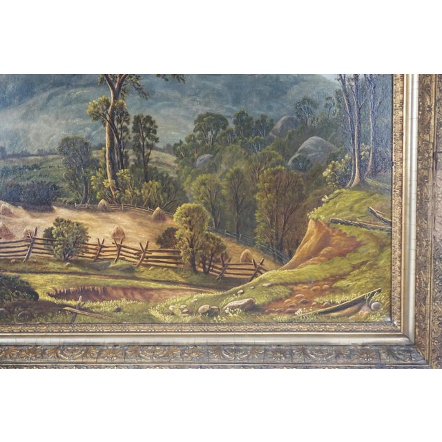 Textile Original Late 19th Century Oil Painting of Upstate New York Landscape by Frances B. Clark For Sale - Image 7 of 10