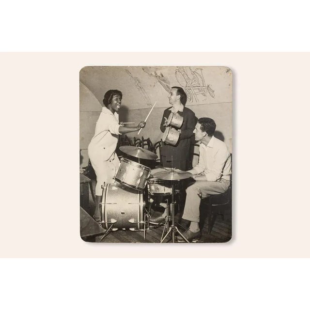 Jazz Band, Black & White Photograph on Wooden Board, 1940s For Sale - Image 13 of 13