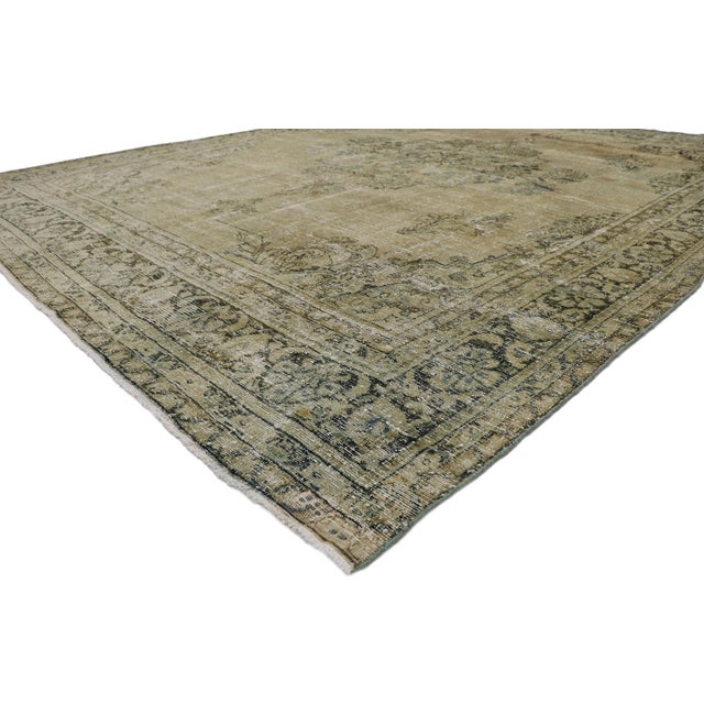 60929 Antique Persian Mahal Rug 09'06 x 12'04. The Patina Reverie: An Antique Persian Mahal Masterpiece of Enduring...