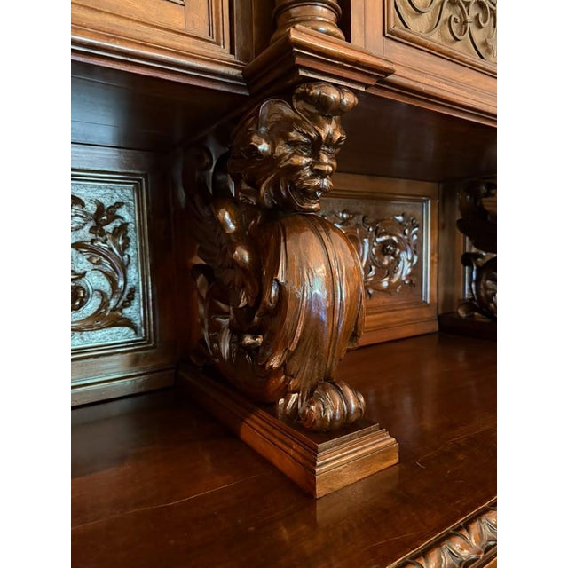 Mid 19th Century French Mid-19th Century Rococo Style Heavily Carved Walnut Buffet, Circa 1850–1860 For Sale - Image 5 of 18