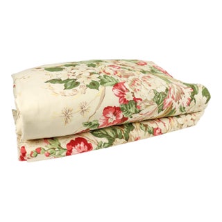 Late 20th Century Custom Made Floral Curtain Panels - A Pair For Sale