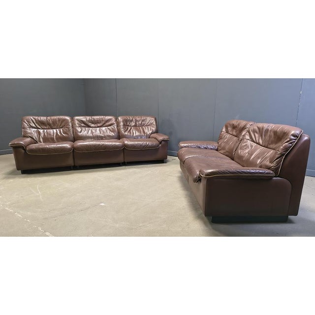 Brown Chocolate Leather DS66 Sofa Set from de Sede, 1960s, Set of 5 For Sale - Image 8 of 10