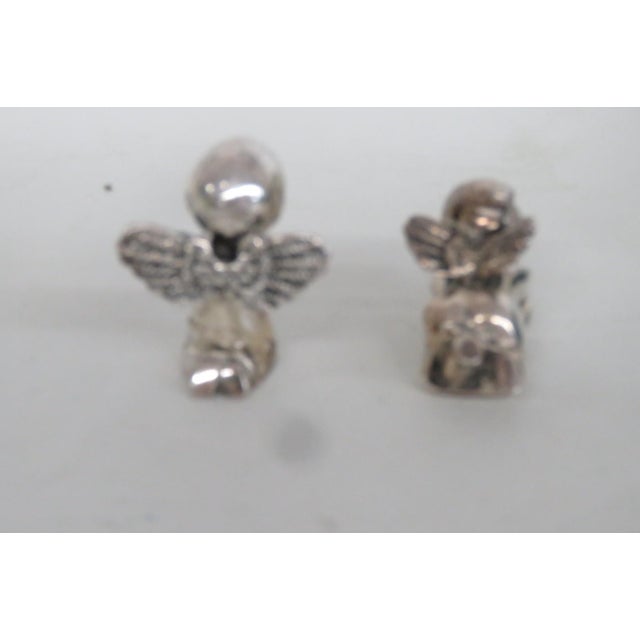 Silver Plated Cherub Pair Miniature Christmas Angels 2pc Holiday Figures 4812b For Sale - Image 10 of 12