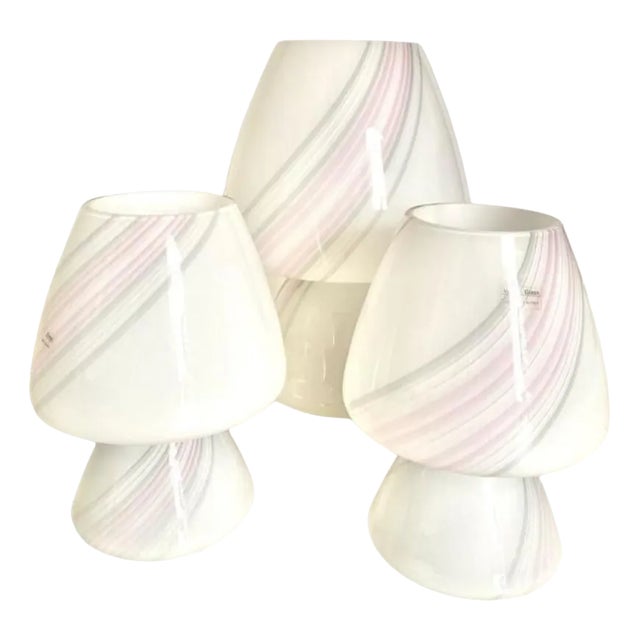 Murano Glass Mushroom Lamps, Italy, 1970s, Set of 3 For Sale