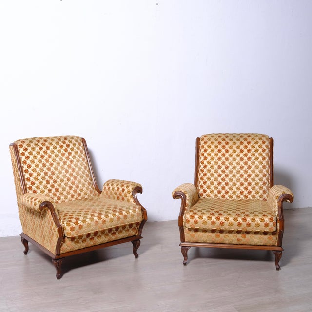 Vintage Regency Italian Velvet Armchairs, 1950s, Set of 2 For Sale - Image 12 of 12
