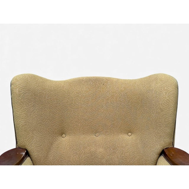 Danish Modern, Lounge Chair, Fabric, Stained Wood, Denmark, 1940s For Sale In New York - Image 6 of 14