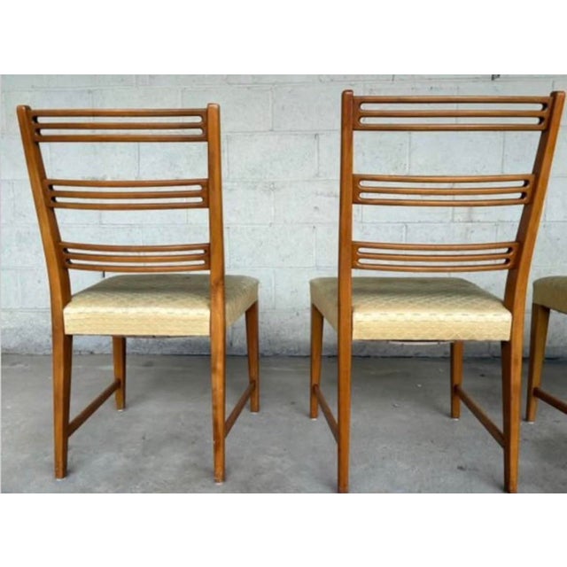 Mid-Century Modern Set of 4 Vintage Ladder Back Teak Wooden Dining Kitchen Chairs Mid-Century Modern Sweden 1960’s For Sale - Image 3 of 8