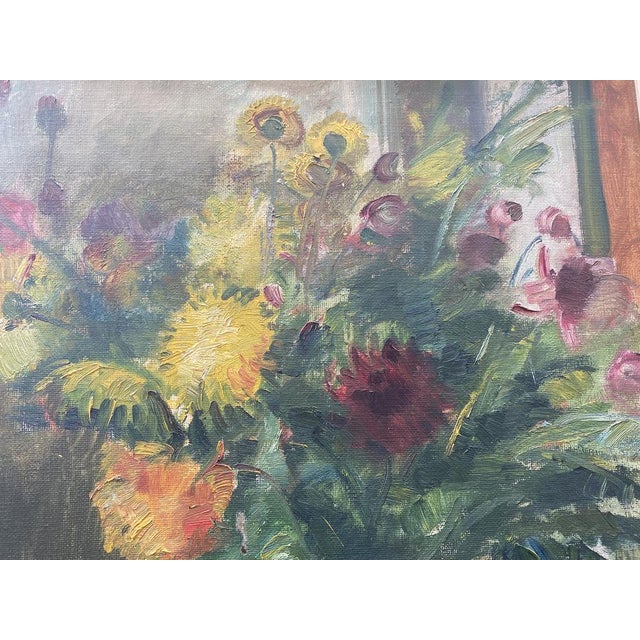 Continental School Artist, Flowers in Vase, Oil on Canvas, 1950s, Framed For Sale - Image 8 of 18